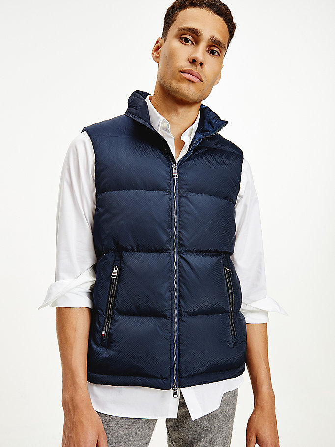 Tommy Hilfiger Elevated Down Zip-Thru Vest Jakke Herre Blå | XGUDMZ-082