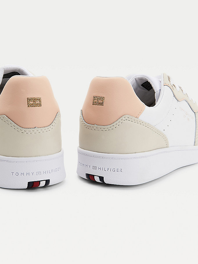 Tommy Hilfiger Elevated Lær Cupsole Court Joggesko Dame Beige | ABFTCH-678