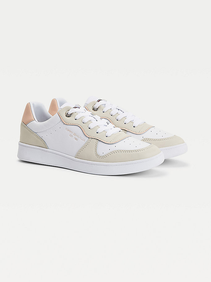 Tommy Hilfiger Elevated Lær Cupsole Court Joggesko Dame Beige | ABFTCH-678