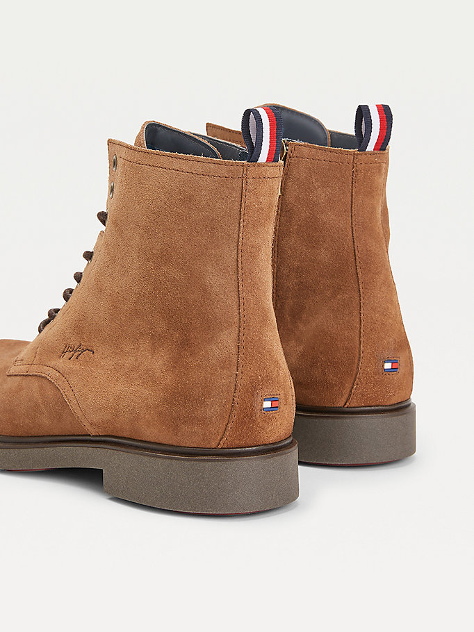 Tommy Hilfiger Elevated Semsket Skinn Round Tå Snørestøvletter Herre Brune | LAYBEQ-072