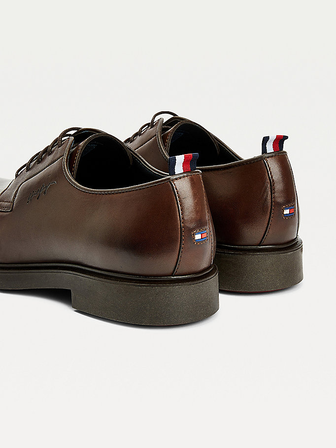 Tommy Hilfiger Elevated Signature Logo Blonder-Up Brogue Sko Herre Brune | XNYBHE-738