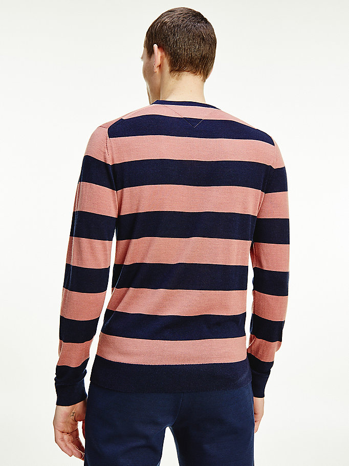 Tommy Hilfiger Elevated Stripe Wool And Silk Gensere Herre Oransje | XEHGYT-150