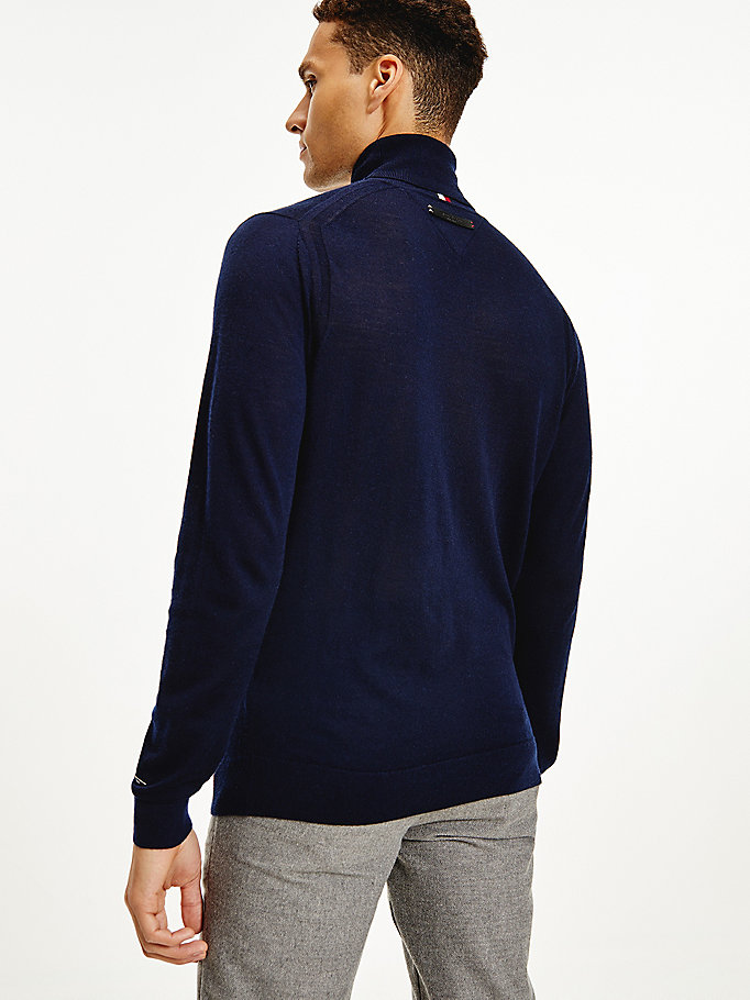 Tommy Hilfiger Elevated Wool Silk Roll Neck Gensere Herre Blå | BERWCI-319