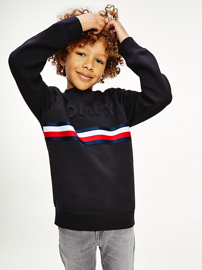 Tommy Hilfiger Embossed Signature Sweatshirt Gutt Svarte | NYSCQI-534