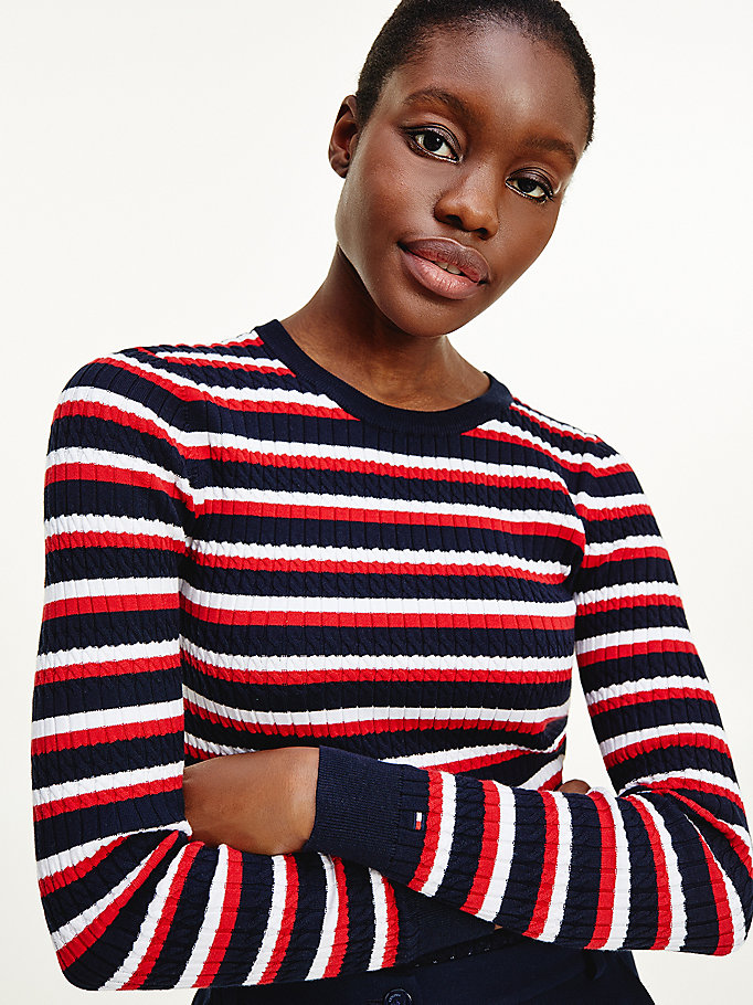 Tommy Hilfiger Essential Cable Knit Gensere Dame Blå | XHPJIT-579