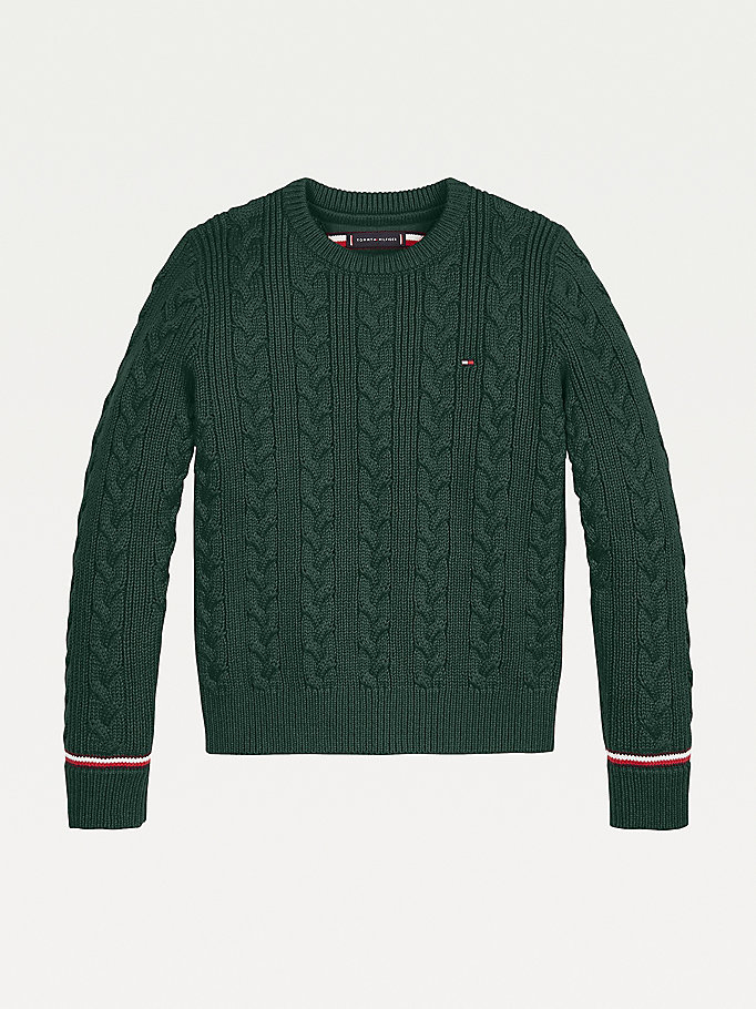 Tommy Hilfiger Essential Cable Knit Jumper Gutt Grønn | NGOBTL-982