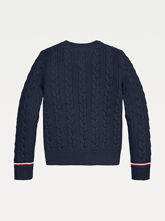 Tommy Hilfiger Essential Cable Knit Jumper Gutt Blå | STUDGI-245