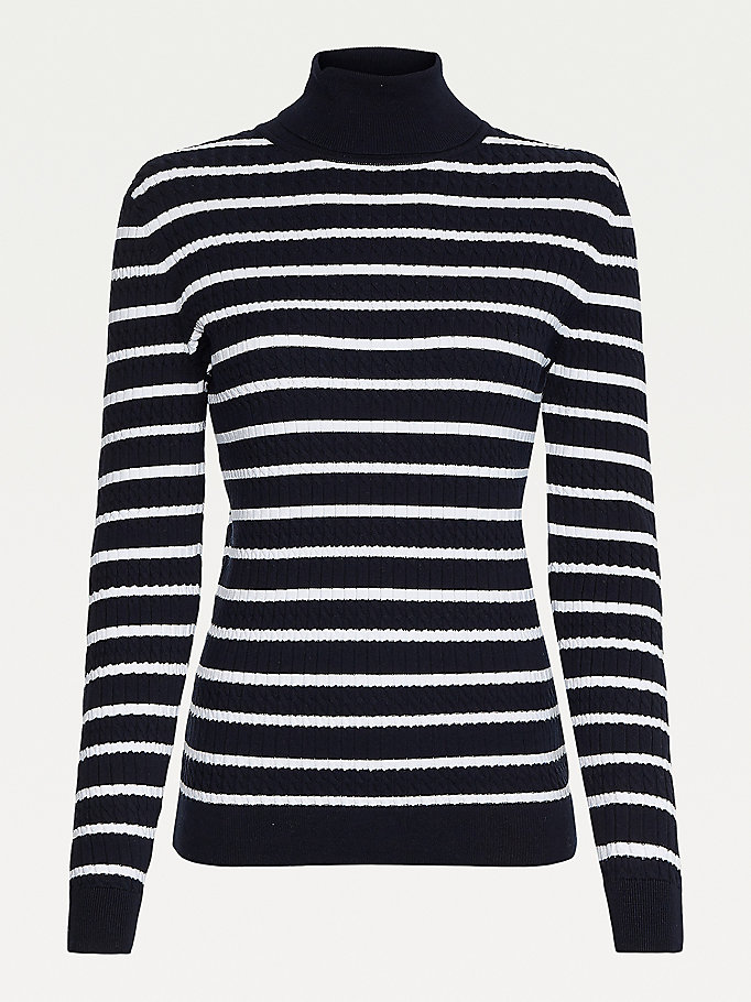 Tommy Hilfiger Essential Cable Knit Slim Fit Gensere Dame Blå | AZPEQN-372