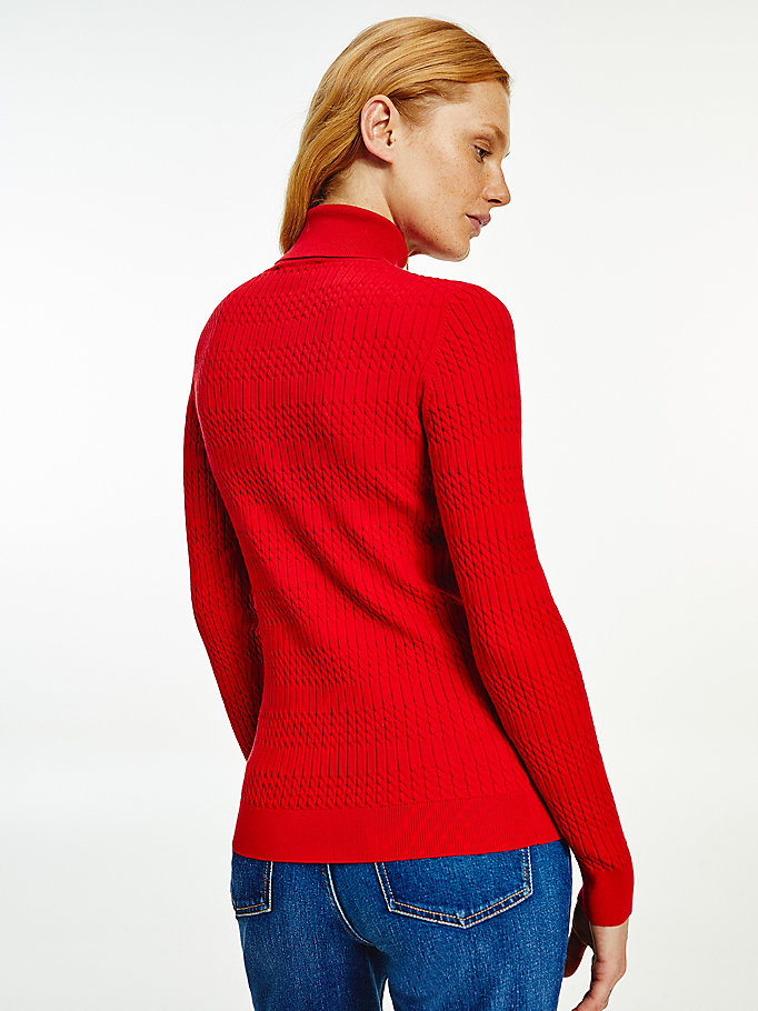 Tommy Hilfiger Essential Cable Knit Slim Fit Gensere Dame Rød | JSKECP-821