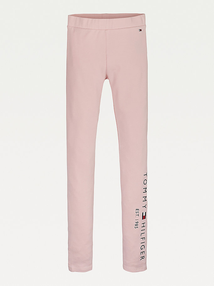 Tommy Hilfiger Essential Full Length Logo Leggings Bukse Jente Rosa | VWKZCL-259