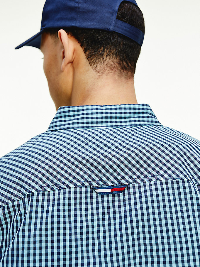 Tommy Hilfiger Essential Gingham Slim Fit Skjorte Herre Blå | QODRKN-497