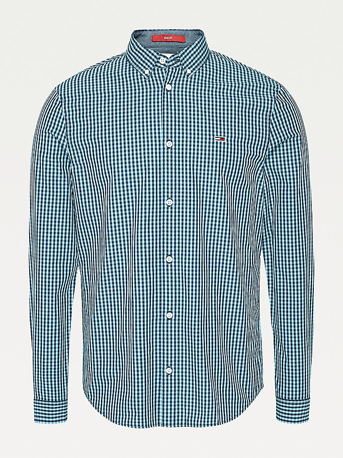 Tommy Hilfiger Essential Gingham Slim Fit Skjorte Herre Blå | QODRKN-497