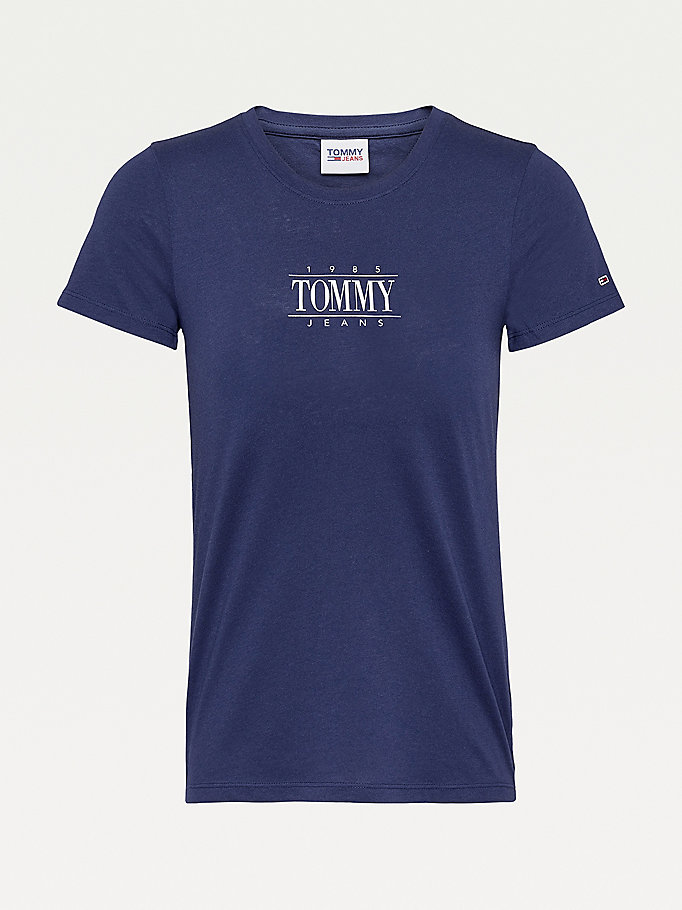 Tommy Hilfiger Essential Logo Fit T-skjorte Dame Blå | LCAXBK-948