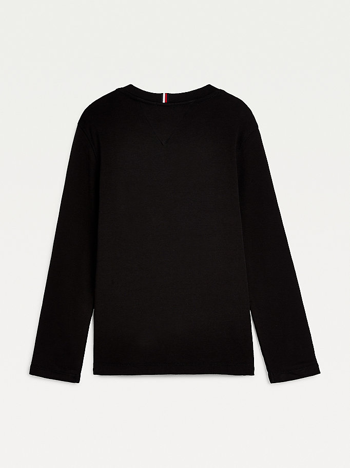 Tommy Hilfiger Essential Long Sleeve Organic Bomull T-skjorte Gutt Svarte | QCNOHF-278