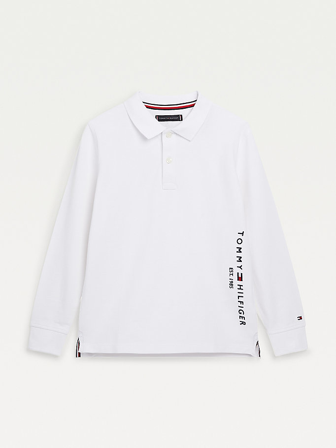 Tommy Hilfiger Essential Long Sleeve Polo T Skjorte Gutt Hvite | XKIFWY-859