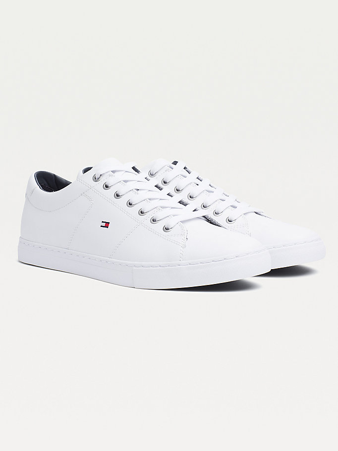 Tommy Hilfiger Essential Lær Blonder-Up Joggesko Herre Hvite | XQYBEV-194