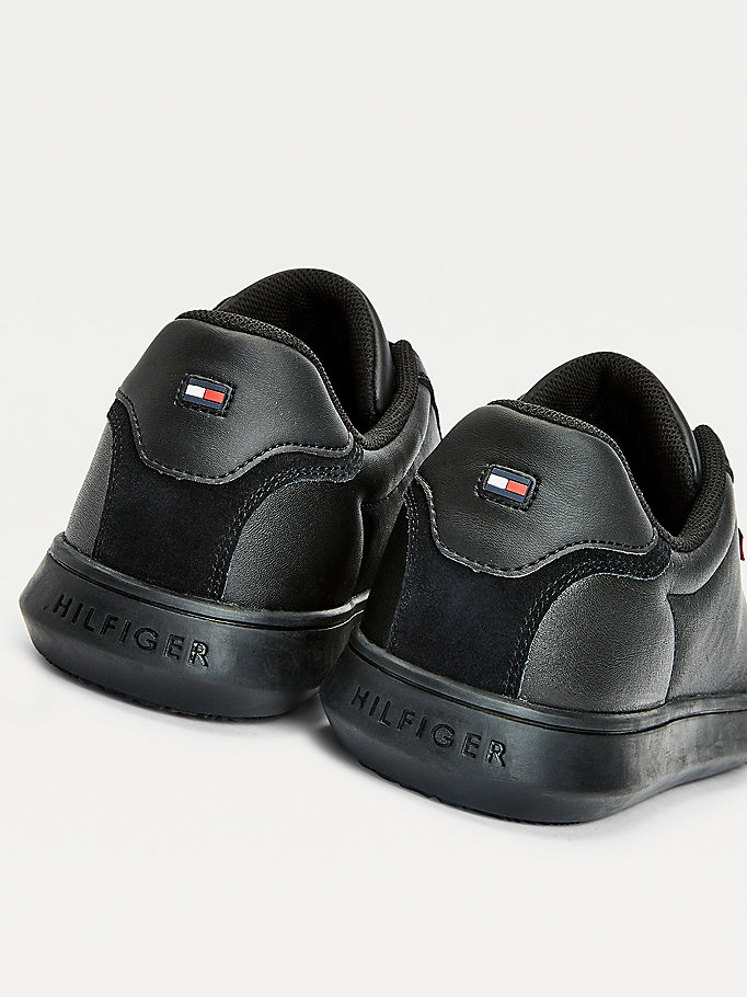 Tommy Hilfiger Essential Lær Cupsole Joggesko Herre Svarte | BOYFVN-023