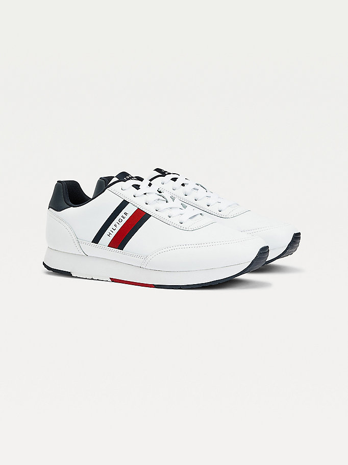 Tommy Hilfiger Essential Lær Signature Jogge Joggesko Herre Hvite | ZKUAWB-734