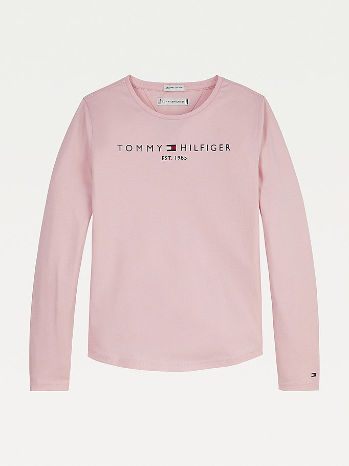 Tommy Hilfiger Essential Organic Bomull Long Sleeve T-skjorte Jente Rosa | EPTWLX-128