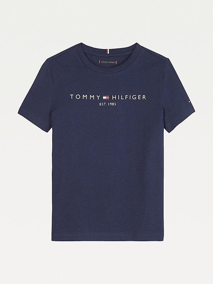 Tommy Hilfiger Essential Organic Bomull Logo T-skjorte Gutt Blå | JHDGPN-708