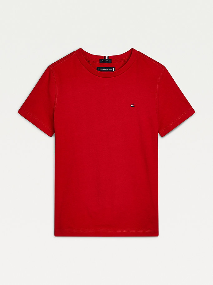 Tommy Hilfiger Essential Organic Bomull Knit Tee T-skjorte Gutt Rød | NOKDWJ-294