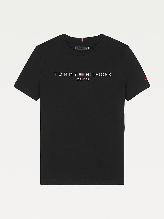 Tommy Hilfiger Essential Organic Bomull Logo T-skjorte Gutt Svarte | TYSOUP-957