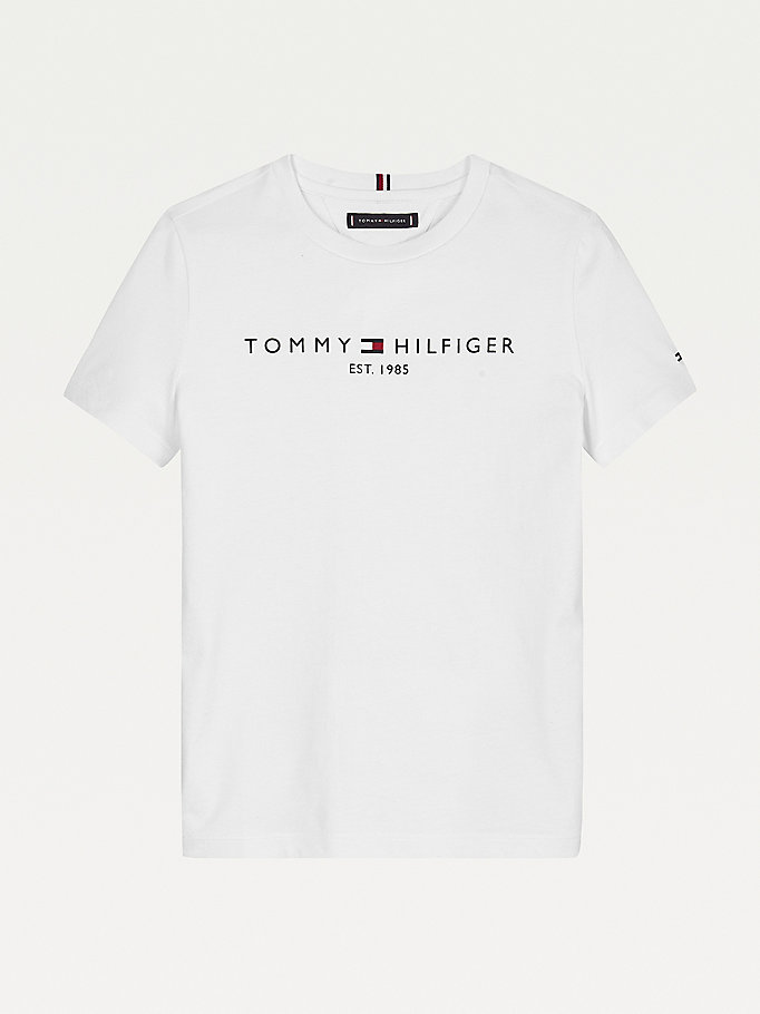 Tommy Hilfiger Essential Organic Bomull Logo T-skjorte Gutt Hvite | XMQJLG-620