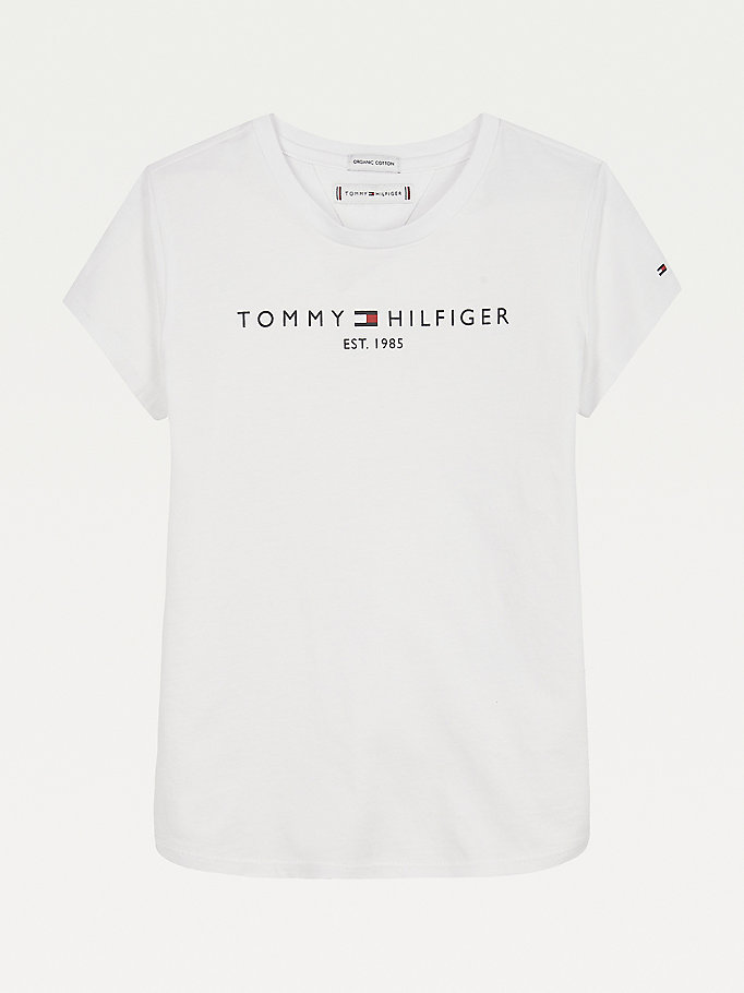 Tommy Hilfiger Essential Organic Bomull Logo T-skjorte Jente Hvite | XYBDUA-643