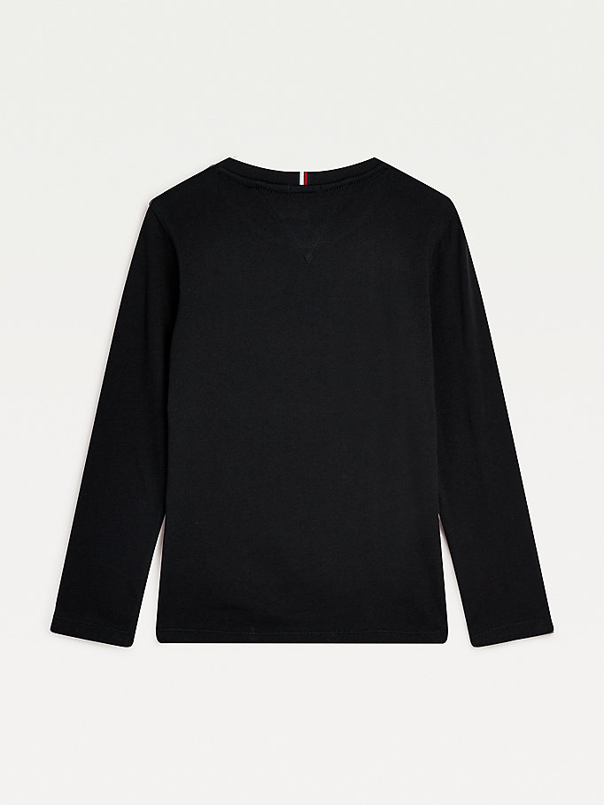 Tommy Hilfiger Essential Organic Bomull Long Sleeve T-skjorte Gutt Svarte | YSCMTA-471