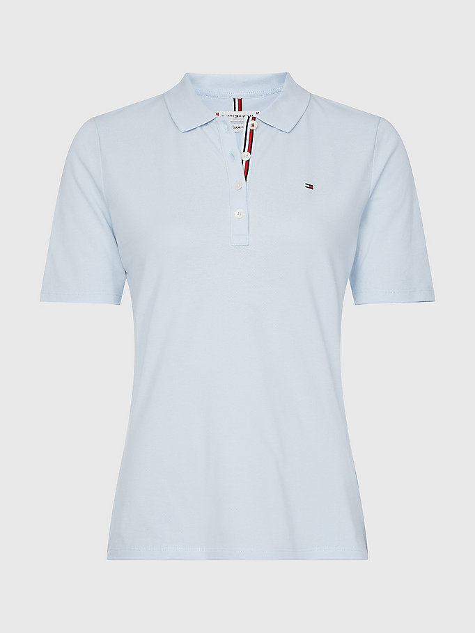 Tommy Hilfiger Essential Placket Detail Polo T Skjorte Dame Blå | JBQCHF-042