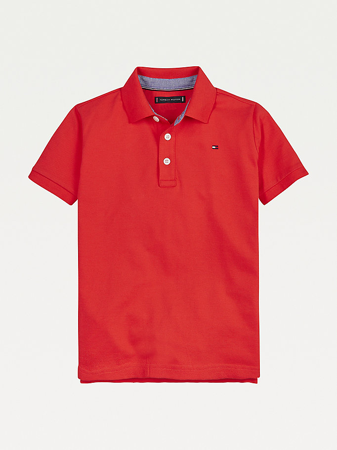 Tommy Hilfiger Essential Regular Fit Flag Embroidery Polo T Skjorte Gutt Rød | RXZQAK-841