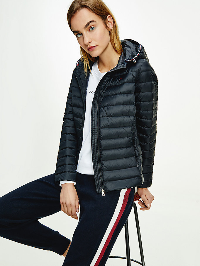 Tommy Hilfiger Essential Removable Hood Down Frakker Dame Svarte | YWINXP-452