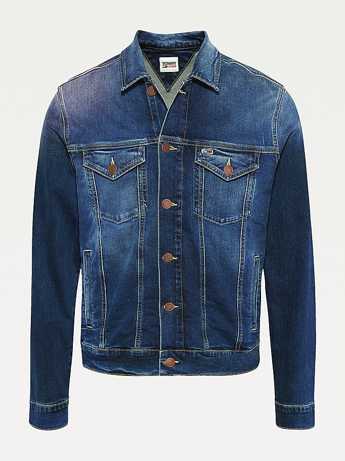 Tommy Hilfiger Faded Stretch Denim Jakke Herre Blå | ACRFGE-416