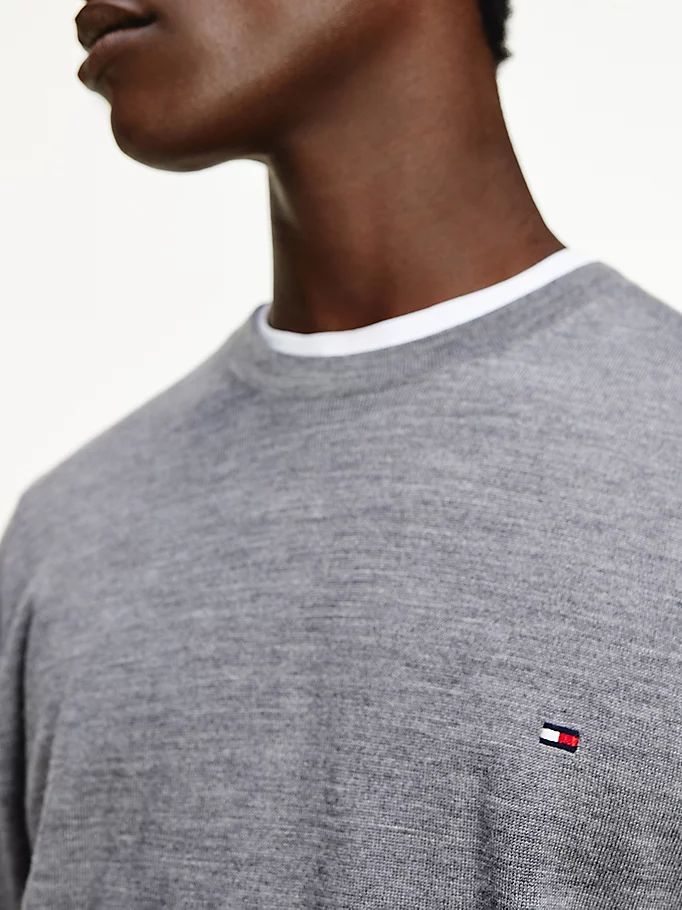 Tommy Hilfiger Fine Merino Wool Crew Neck Gensere Herre Grå | ERDZGO-805