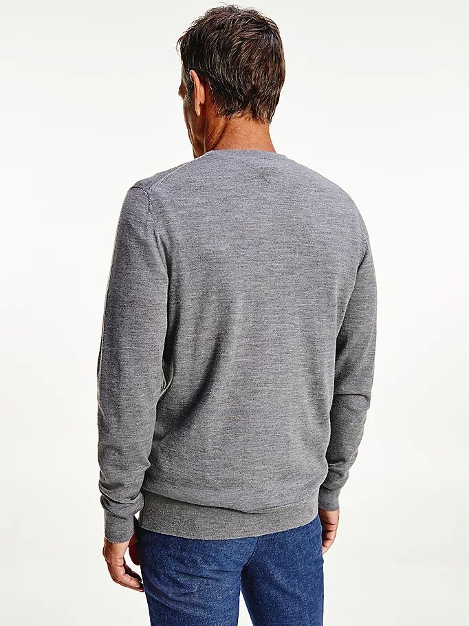 Tommy Hilfiger Fine Merino Wool Crew Neck Gensere Herre Grå | ERDZGO-805