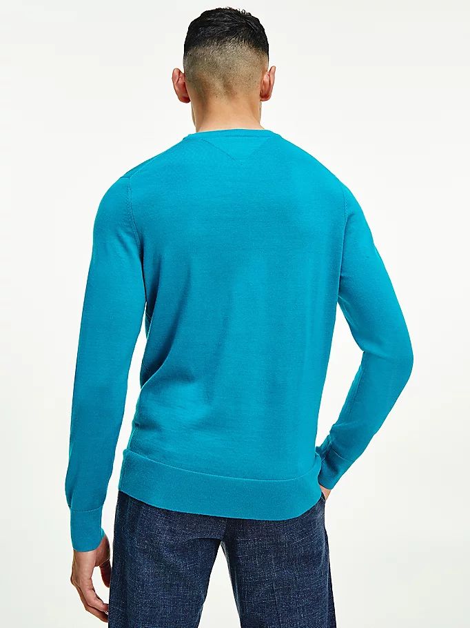 Tommy Hilfiger Fine Merino Wool Crew Neck Gensere Herre Grønn | QDBIHM-549