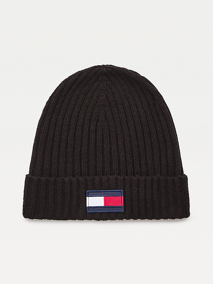 Tommy Hilfiger Flag Beanie Hatt Gutt Svarte | QBWIPU-108