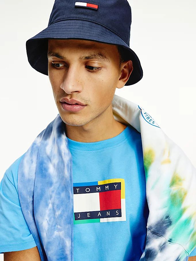 Tommy Hilfiger Flag Embroidery Bomull Bucket Hatt Herre Blå | EODJTM-017