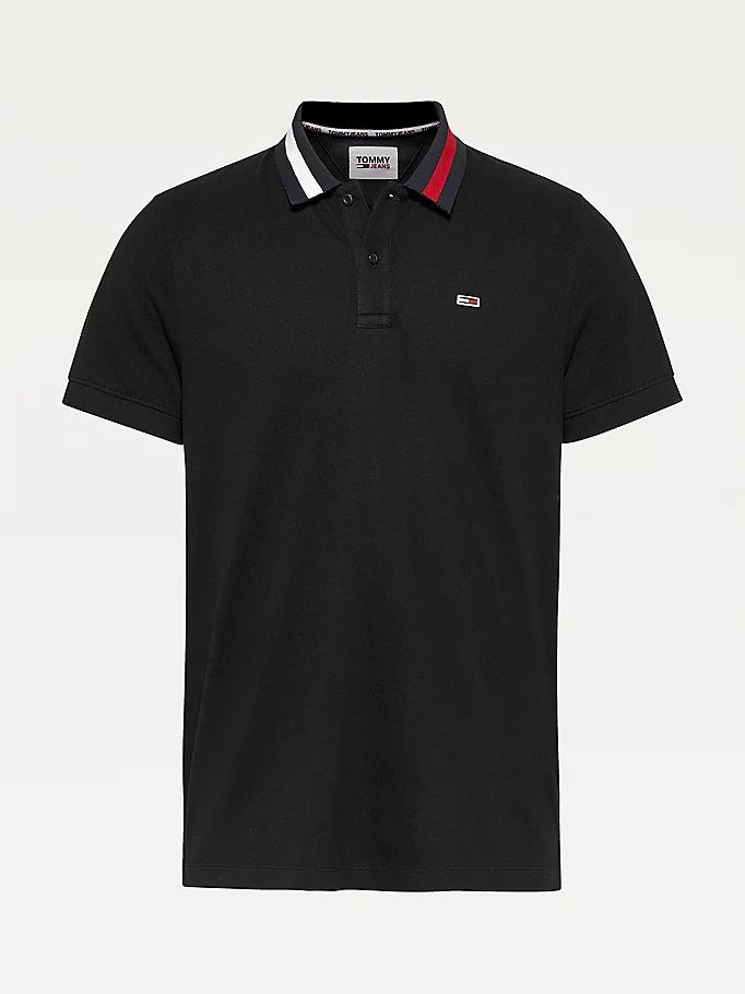 Tommy Hilfiger Flag Neck Regular Fit Polo T Skjorte Herre Svarte | AWLZXJ-805