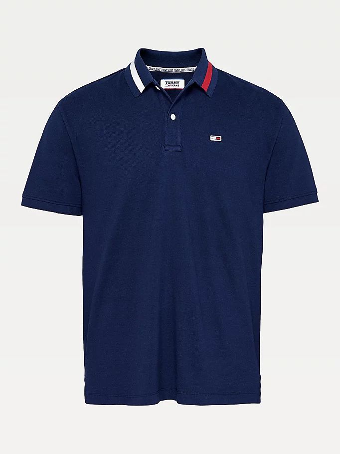 Tommy Hilfiger Flag Neck Regular Fit Polo T Skjorte Herre Blå | SFRQBU-431