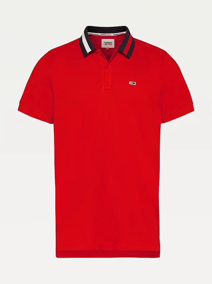 Tommy Hilfiger Flag Neck Regular Fit Polo T Skjorte Herre Rød | WDOVUI-802