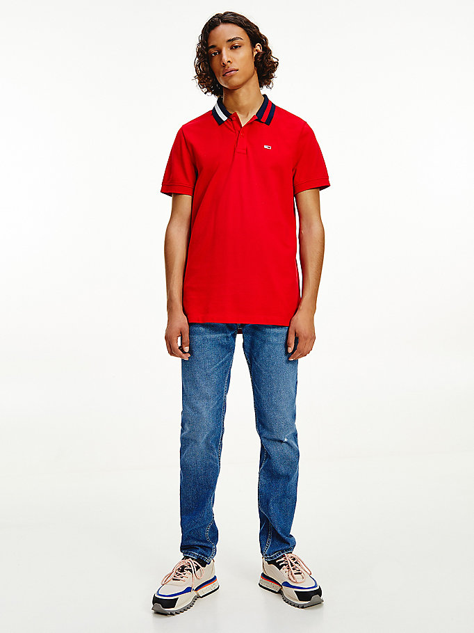 Tommy Hilfiger Flag Neck Regular Fit Polo T Skjorte Herre Rød | WDOVUI-802