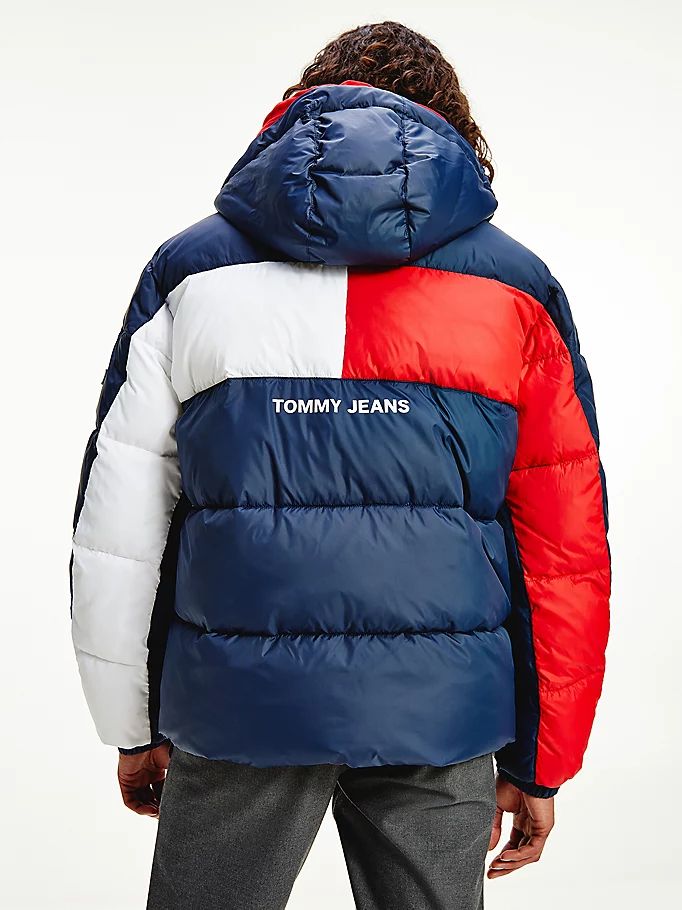 Tommy Hilfiger Flag Puffer Jakke Herre Blå | FUKTYQ-750