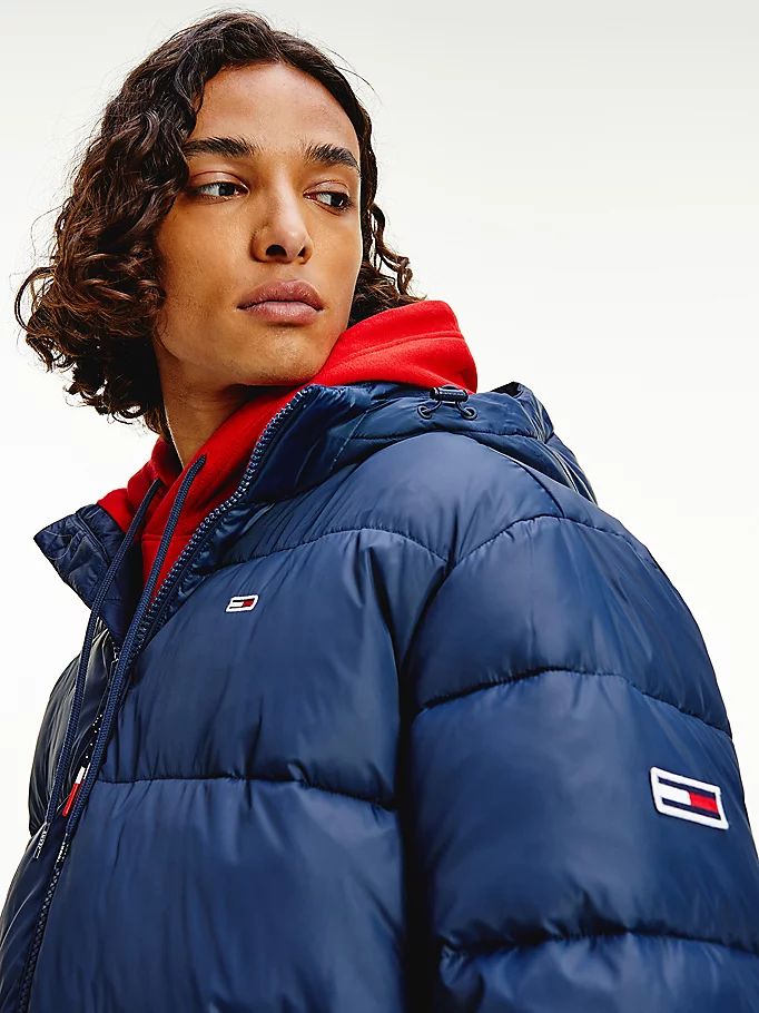 Tommy Hilfiger Flag Puffer Jakke Herre Blå | FUKTYQ-750