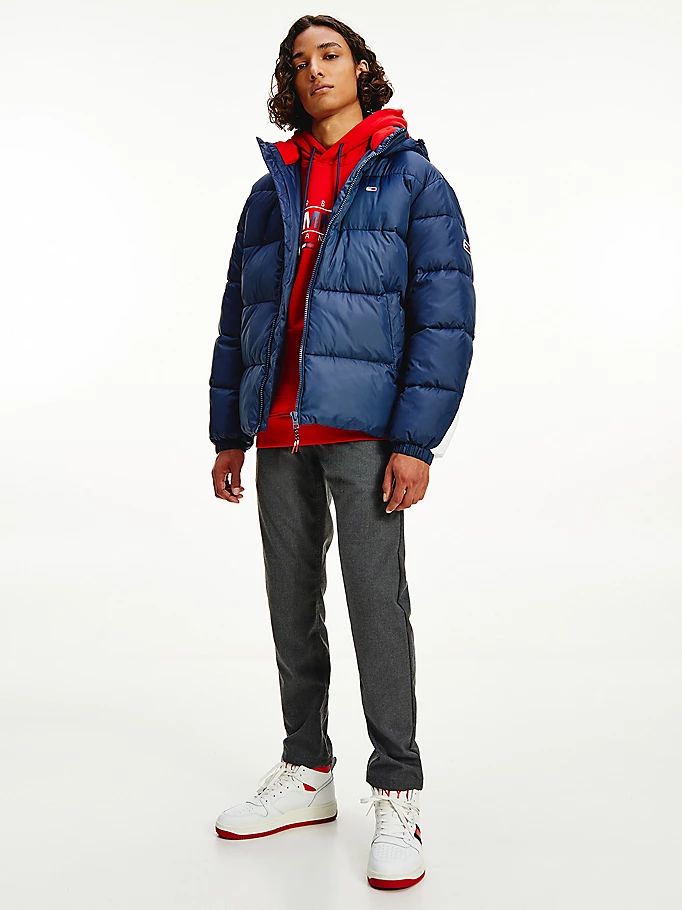 Tommy Hilfiger Flag Puffer Jakke Herre Blå | FUKTYQ-750