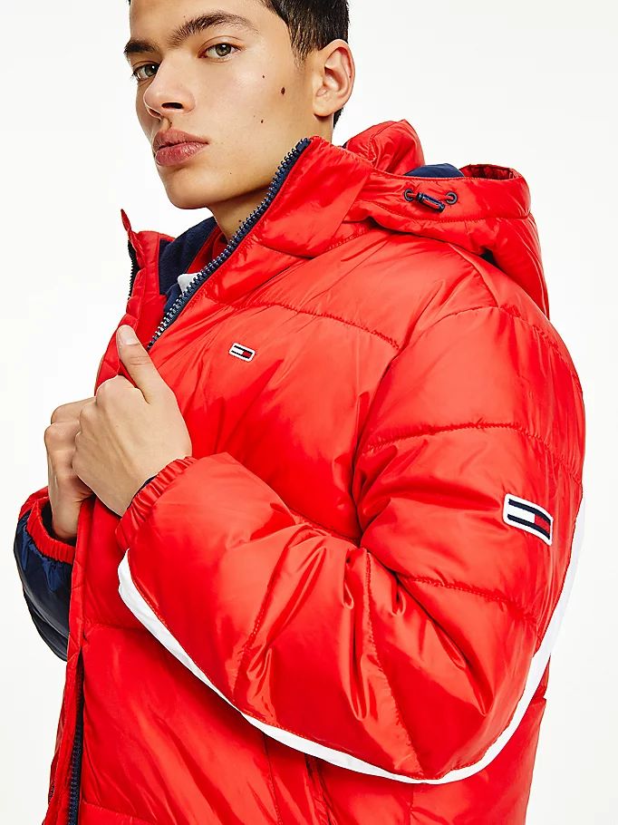 Tommy Hilfiger Flag Puffer Jakke Herre Rød | LXQWOM-907