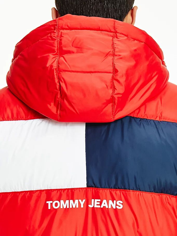 Tommy Hilfiger Flag Puffer Jakke Herre Rød | LXQWOM-907