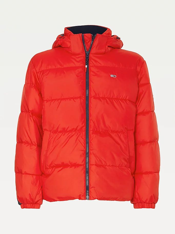 Tommy Hilfiger Flag Puffer Jakke Herre Rød | LXQWOM-907