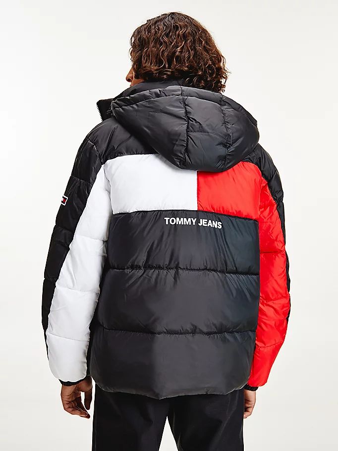 Tommy Hilfiger Flag Puffer Jakke Herre Svarte | KXMCAZ-602