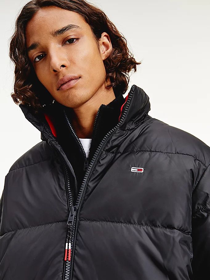 Tommy Hilfiger Flag Puffer Jakke Herre Svarte | KXMCAZ-602